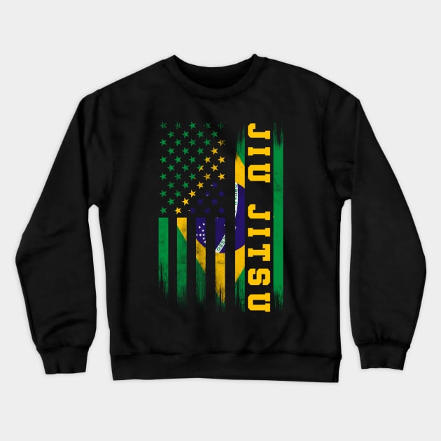 Jiu Jitsu Brazilian Bjj Brazil United States Flag Crewneck Sweatshirt by Weirdcore